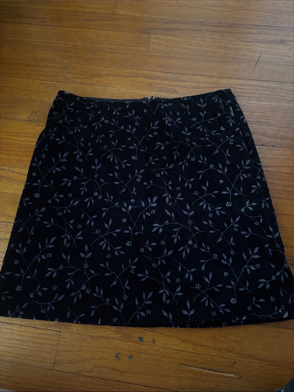Vintage Y2K Esprit Skirt Black Floral Velvet Straight Mini